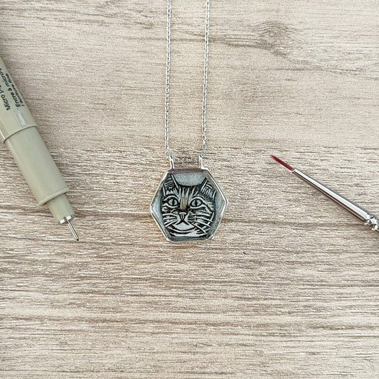 Custom Pet Portrait Sterling Silver Necklace